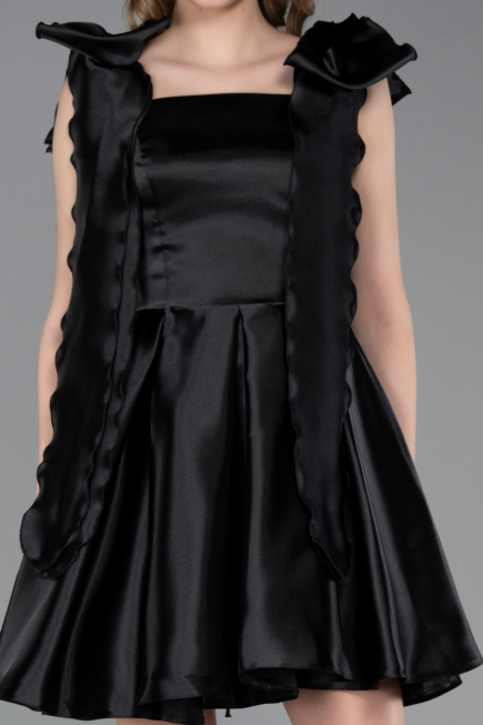 Partykleid Kurz Satin Schwarz ABK2607