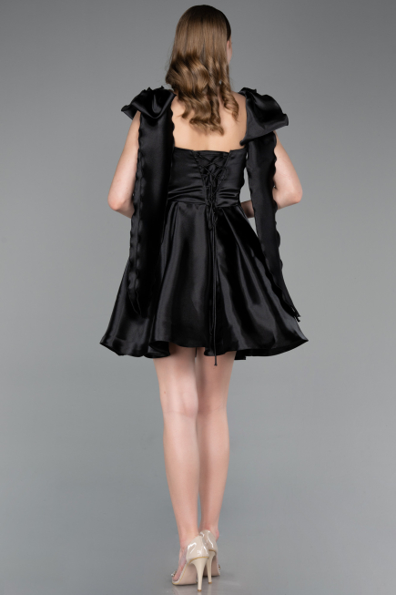 Partykleid Kurz Satin Schwarz ABK2607