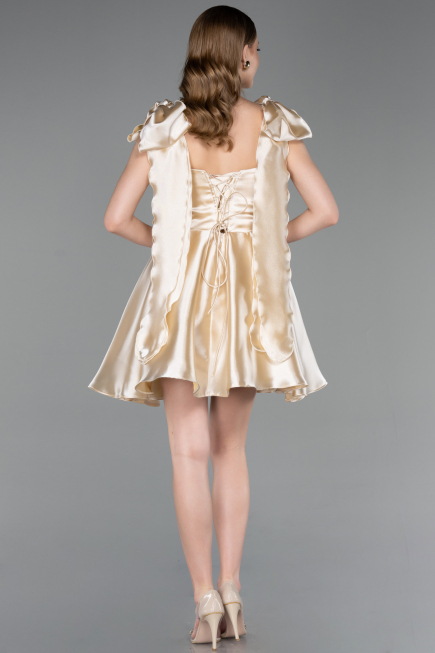 Partykleid Kurz Satin Beige ABK2607