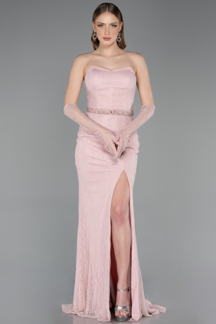 Standesamtkleid Lang Spitze Puder ABU6060