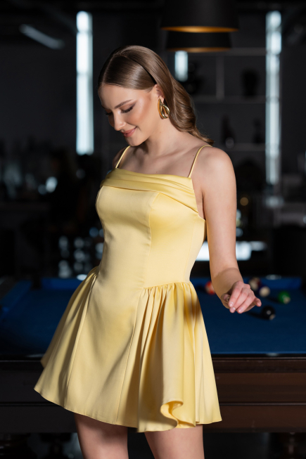 Partykleid Kurz Satin Gelb ABK2608