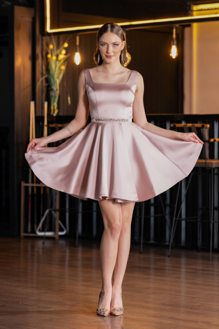 Partykleid Kurz Satin Puder ABK2606