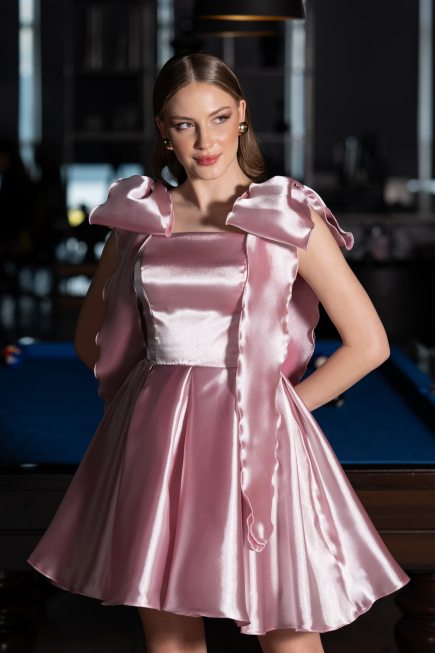 Partykleid Kurz Satin Puder ABK2607