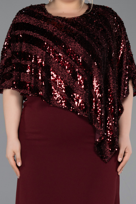 Abendkleid in Übergröße Midi Weinrot ABK2609