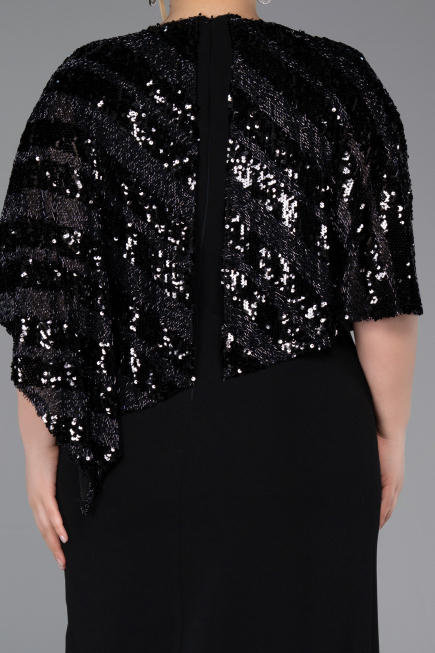 Abendkleid in Übergröße Midi Schwarz ABK2609