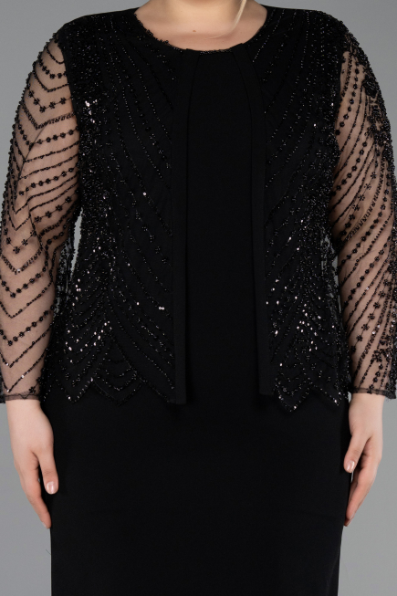 Abendkleid in Übergröße Midi Schwarz ABK2417
