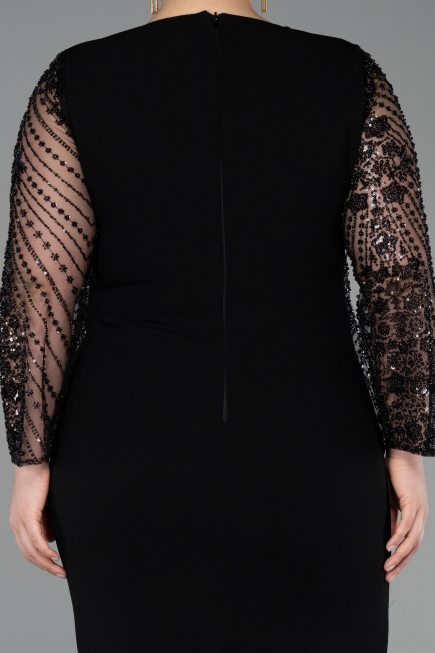 Abendkleid in Übergröße Midi Schwarz ABK2417