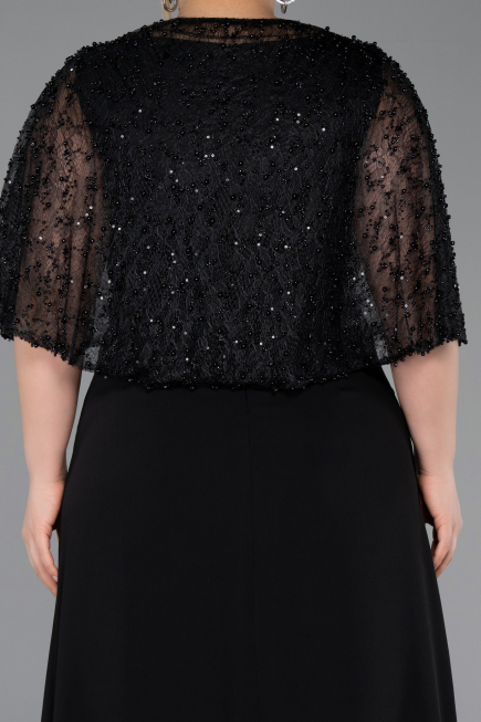 Abendgarderobe in Großen Größen Lang Chiffon Schwarz ABU6063