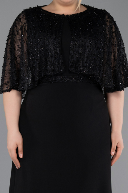 Abendgarderobe in Großen Größen Lang Chiffon Schwarz ABU6063