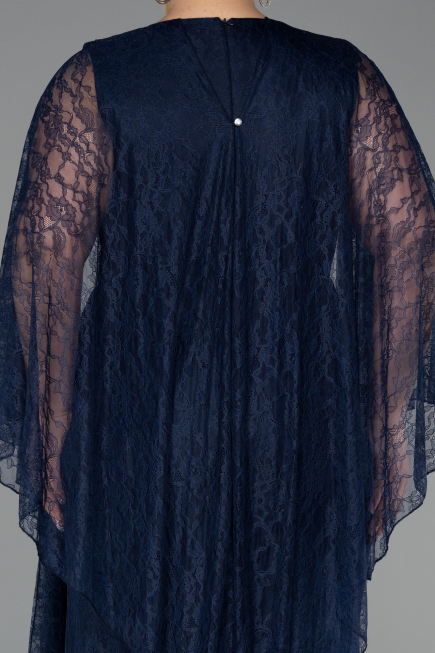 Abendkleid in Übergröße Lang Spitze Marineblau ABU6065