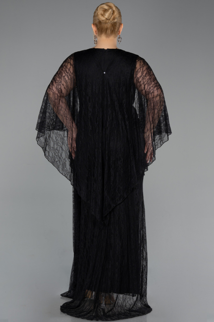 Abendkleid in Übergröße Lang Spitze Schwarz ABU6065