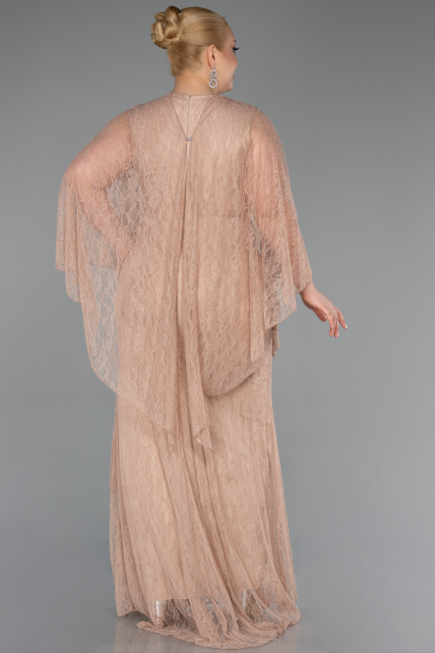 Abendkleid in Übergröße Lang Spitze Nerzbraun ABU6065