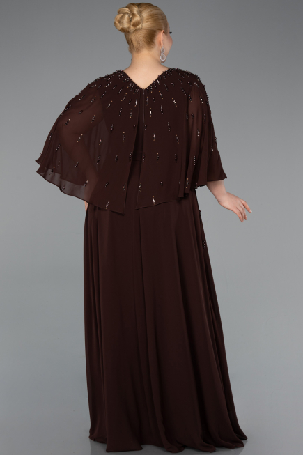 Abendgarderobe in Großen Größen Lang Chiffon Braun ABU6066