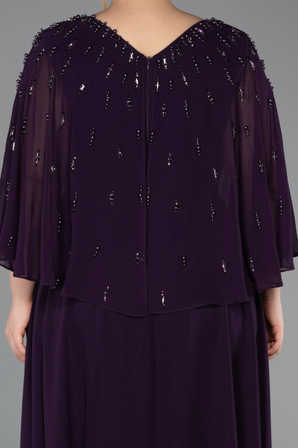 Abendgarderobe in Großen Größen Lang Chiffon Violett dunkel ABU6066