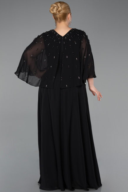 Abendgarderobe in Großen Größen Lang Chiffon Schwarz ABU6066