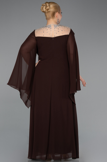 Abendkleid in Übergröße Lang Chiffon Braun ABU6068