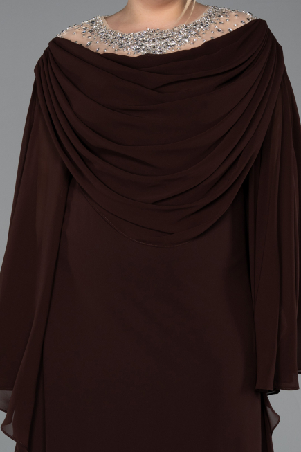 Abendkleid in Übergröße Lang Chiffon Braun ABU6068