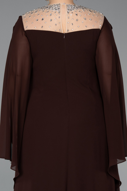 Abendkleid in Übergröße Lang Chiffon Braun ABU6068