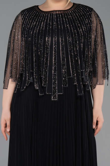 Abendgarderobe in Großen Größen Lang Chiffon Schwarz ABU6012