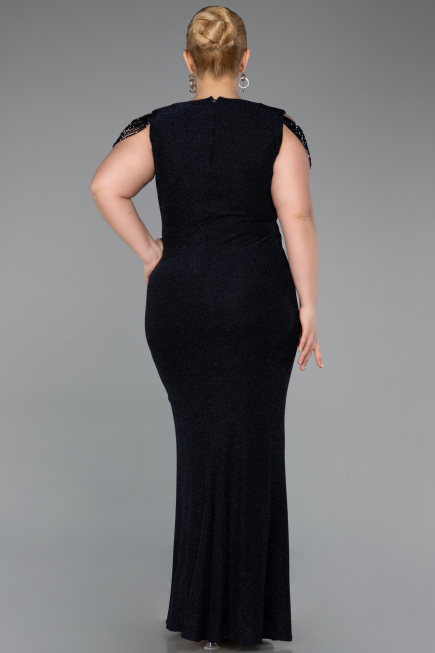Abendkleid in Übergröße Lang Marineblau ABU5731