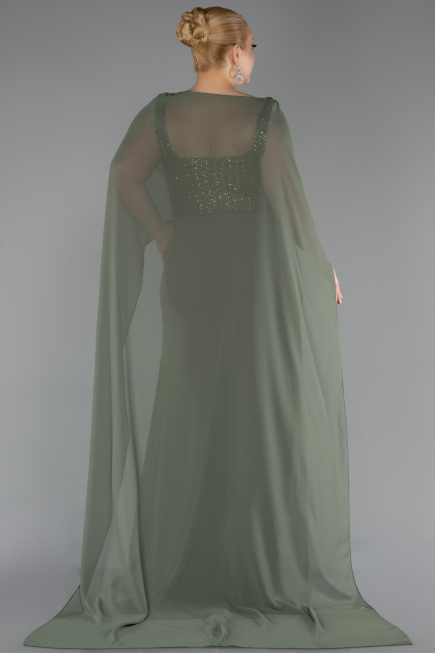 Abendgarderobe in Großen Größen Lang Chiffon Khaki ABU6071