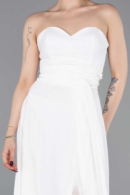 Abschlusskleid Lang Chiffon Weiß ABU4965