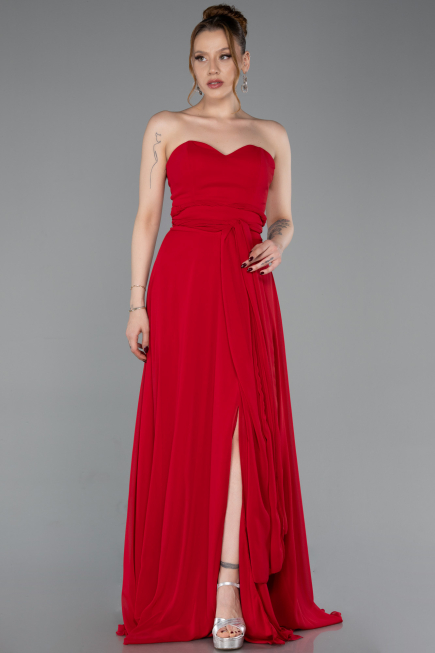Abschlusskleid Lang Chiffon Rot ABU4965