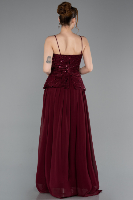 Abendkleid Lang Chiffon Weinrot ABU6076