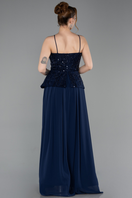 Abendkleid Lang Chiffon Marineblau ABU6076