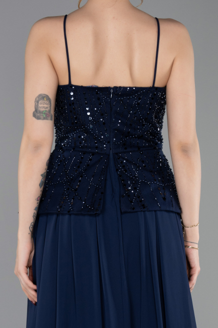 Abendkleid Lang Chiffon Marineblau ABU6076