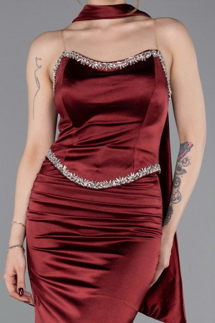 Abschlusskleid Lang Weinrot ABU6079