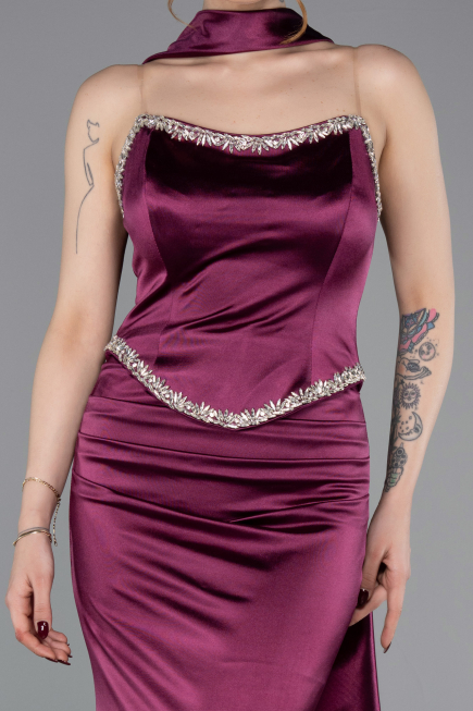 Abschlusskleid Lang Pflaume ABU6079