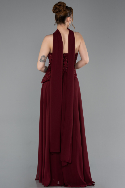 Abendkleid Lang Chiffon Weinrot ABU6081