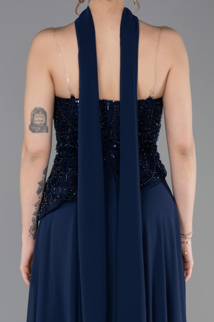 Abendkleid Lang Chiffon Marineblau ABU6081