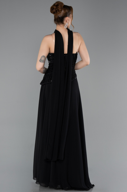 Abendkleid Lang Chiffon Schwarz ABU6081