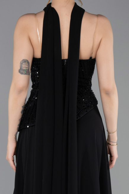 Abendkleid Lang Chiffon Schwarz ABU6081