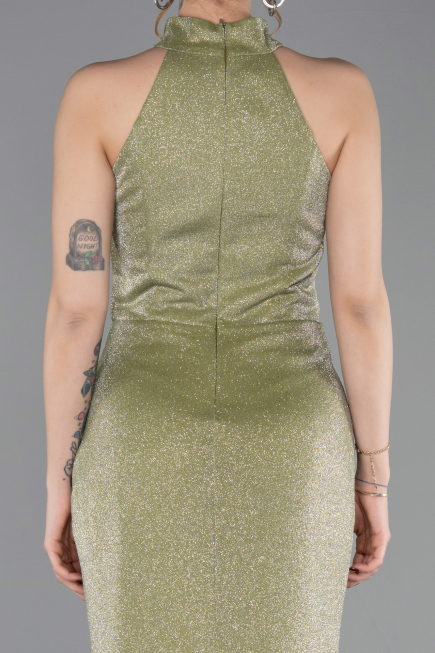 Abendkleid Lang Öl Grün ABU6083