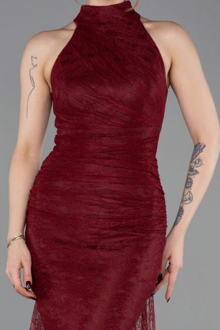 Abendkleid Lang Spitze Weinrot ABU6084
