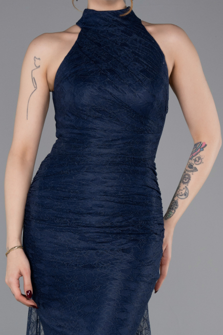 Abendkleid Lang Spitze Marineblau ABU6084