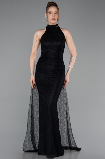 Abendkleid Lang Spitze Schwarz ABU6084