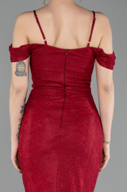 Abendkleid Lang Spitze Weinrot ABU6085