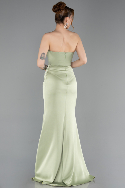 Abschlusskleid Lang Satin Pistaziengrün ABU6061