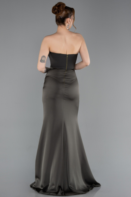Abschlusskleid Lang Satin Khaki ABU6061