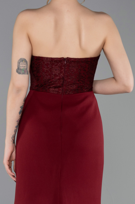 Weinrot Abendkleid Lang ABU5568