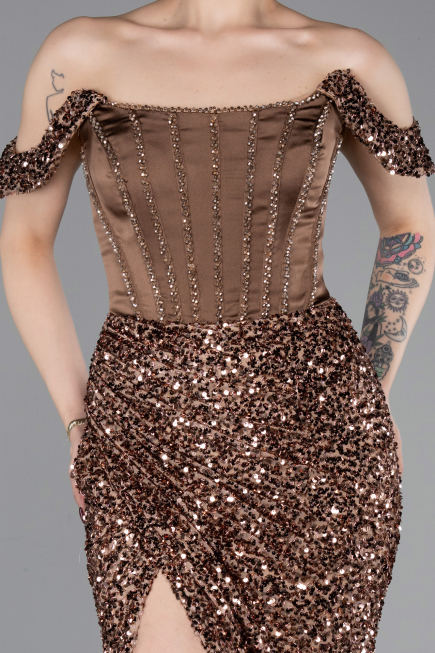 Abendkleid Lang Braun ABU6087