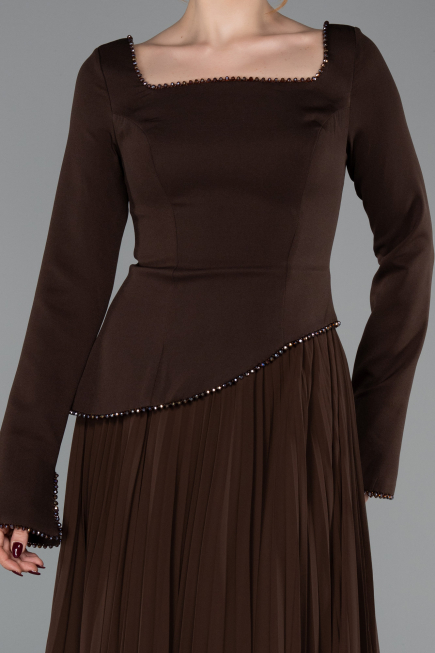 Abendkleid Lang Chiffon Braun ABU6088