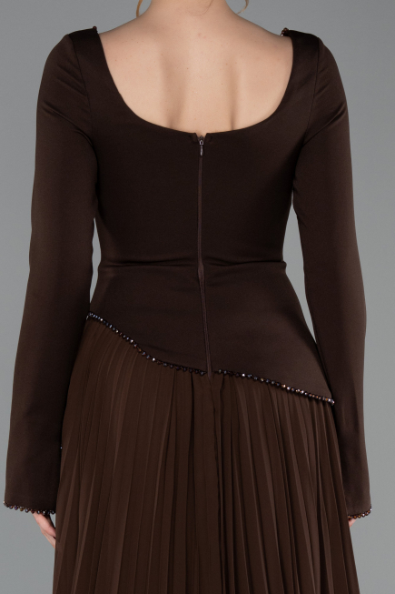 Abendkleid Lang Chiffon Braun ABU6088