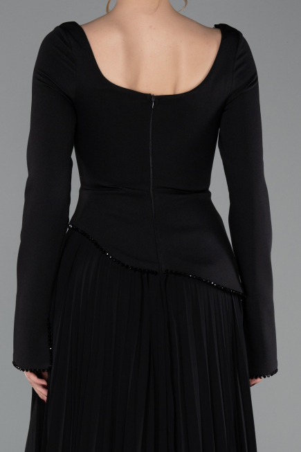 Abendkleid Lang Chiffon Schwarz ABU6088