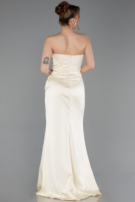 Abschlusskleid Lang Satin Gelb ABU6091