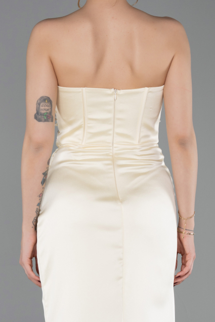 Abschlusskleid Lang Satin Gelb ABU6091